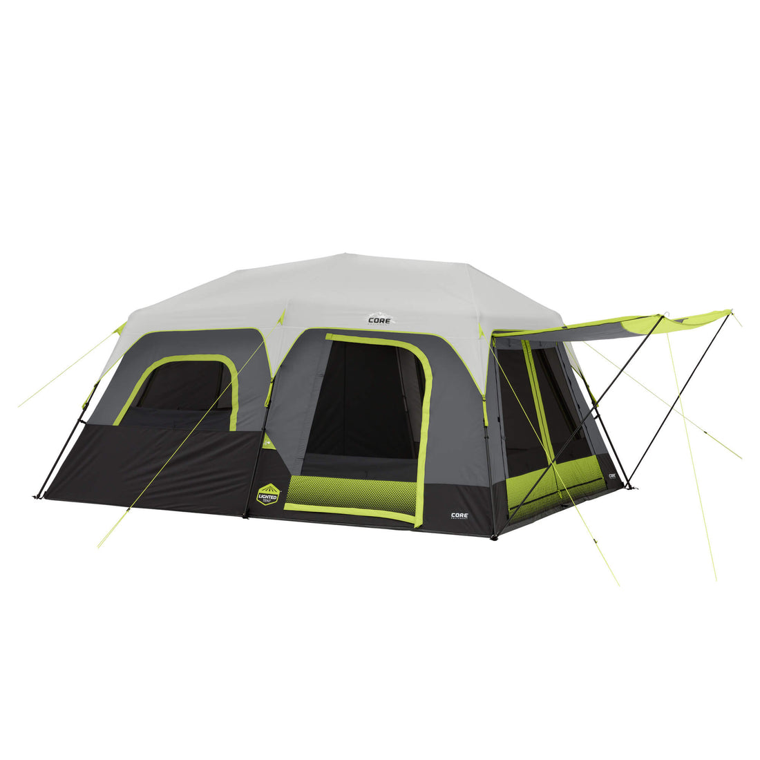 10 Person Lighted Instant Cabin Tent with Awning