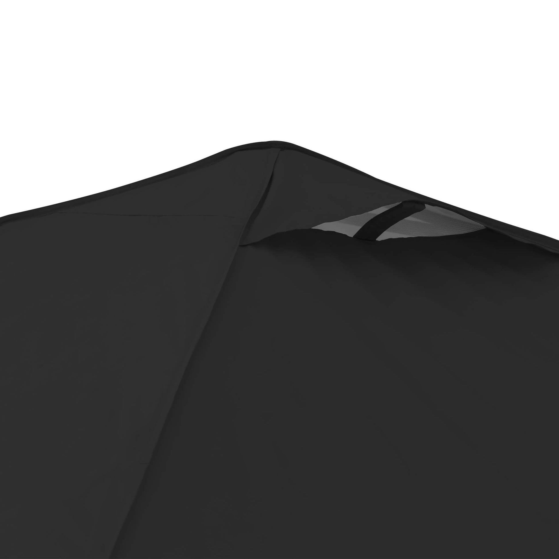 Detailed view of vented roof on the CORE 10x10 Center Push canopy top in black, designed for increased airflow and heat reduction.