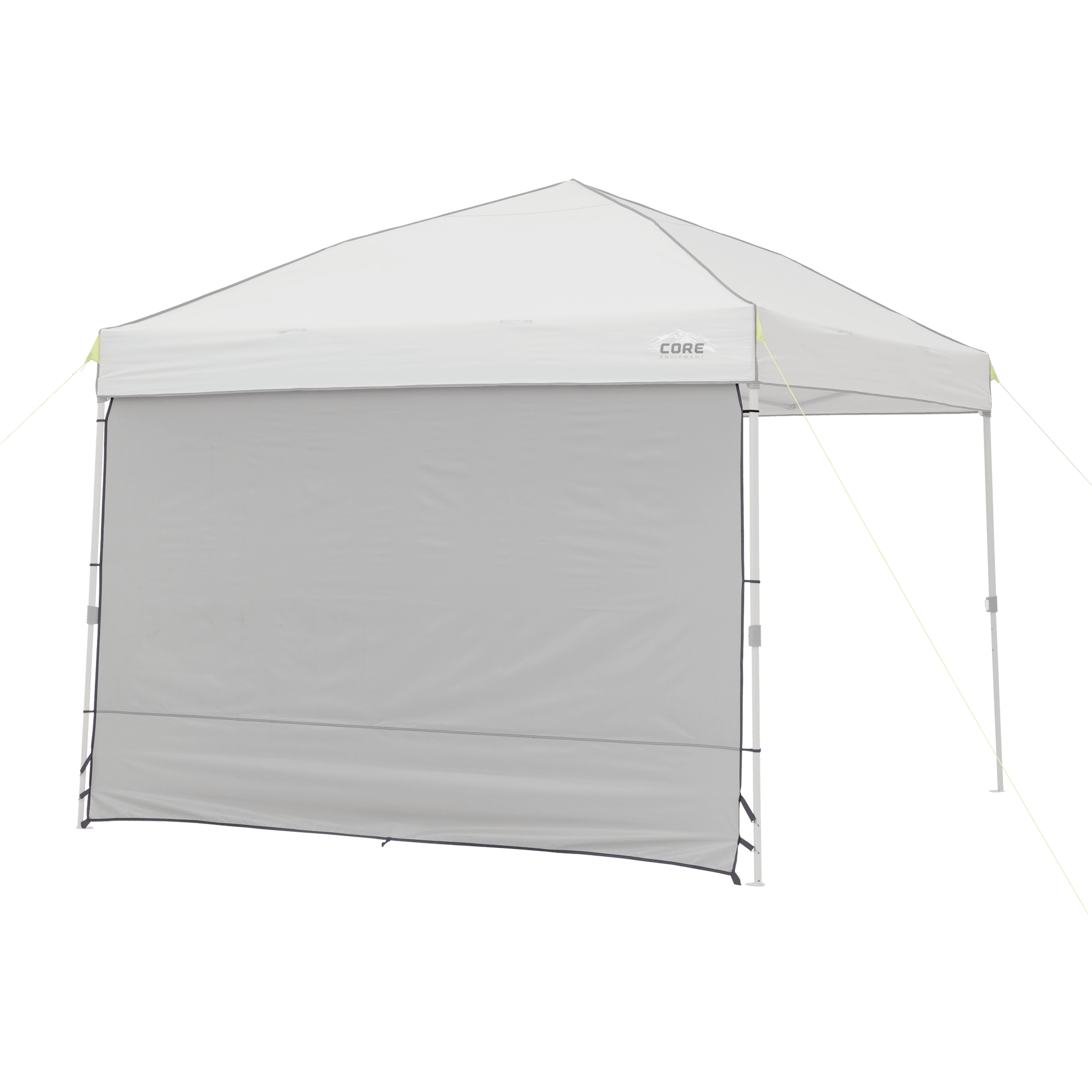 Gray outdoor 10x10 canopy tent with side panel.