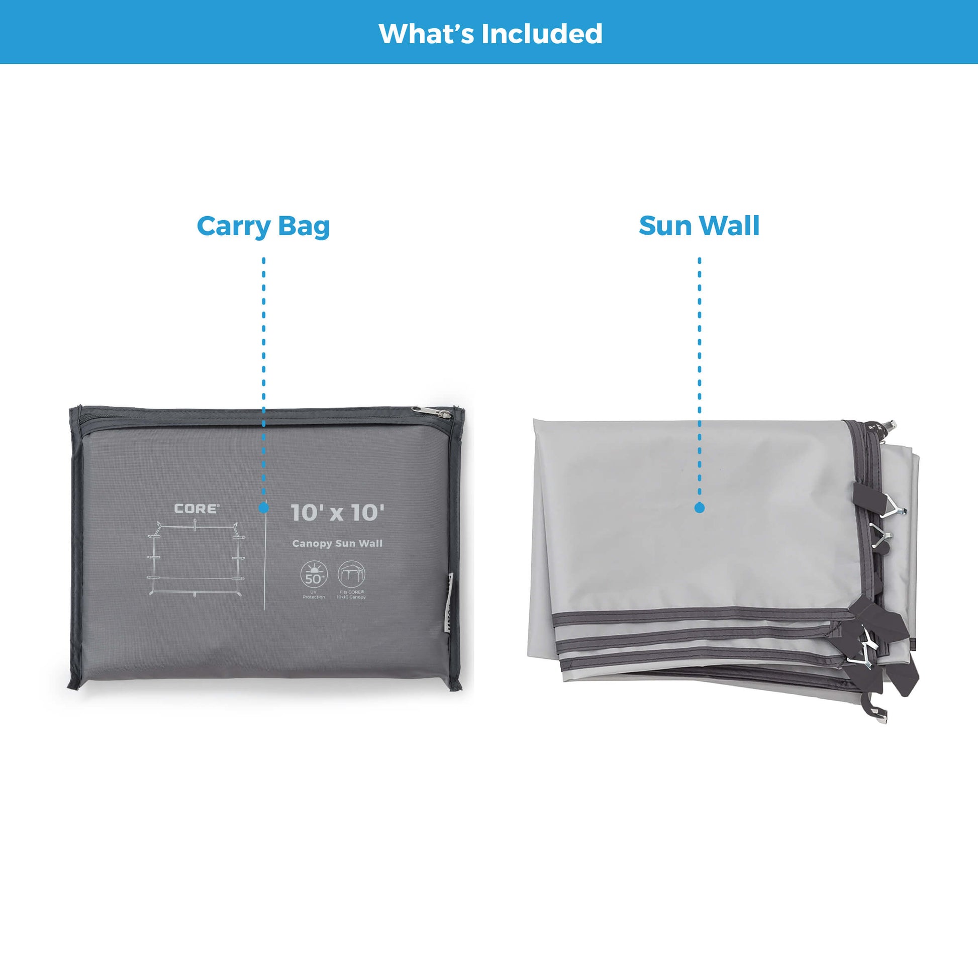 Carry bag included, featuring a sun wall that shows what's inside.