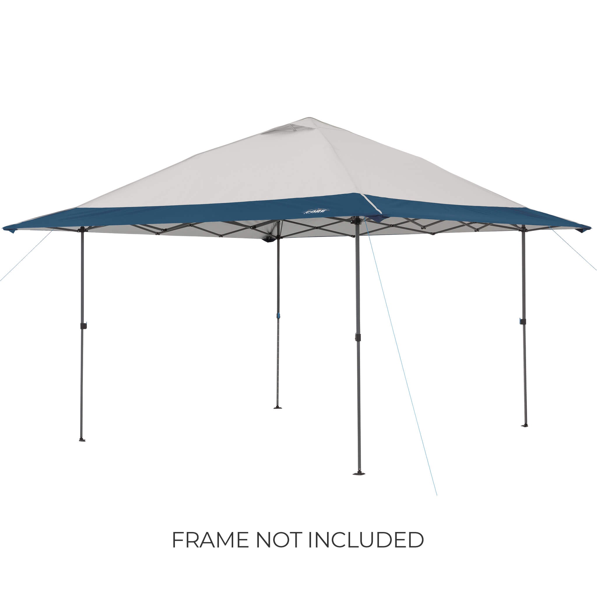 CORE 13x13 Center Push canopy top in gray/navy shown on frame, featuring vented roof and durable fabric, with text noting frame not included.