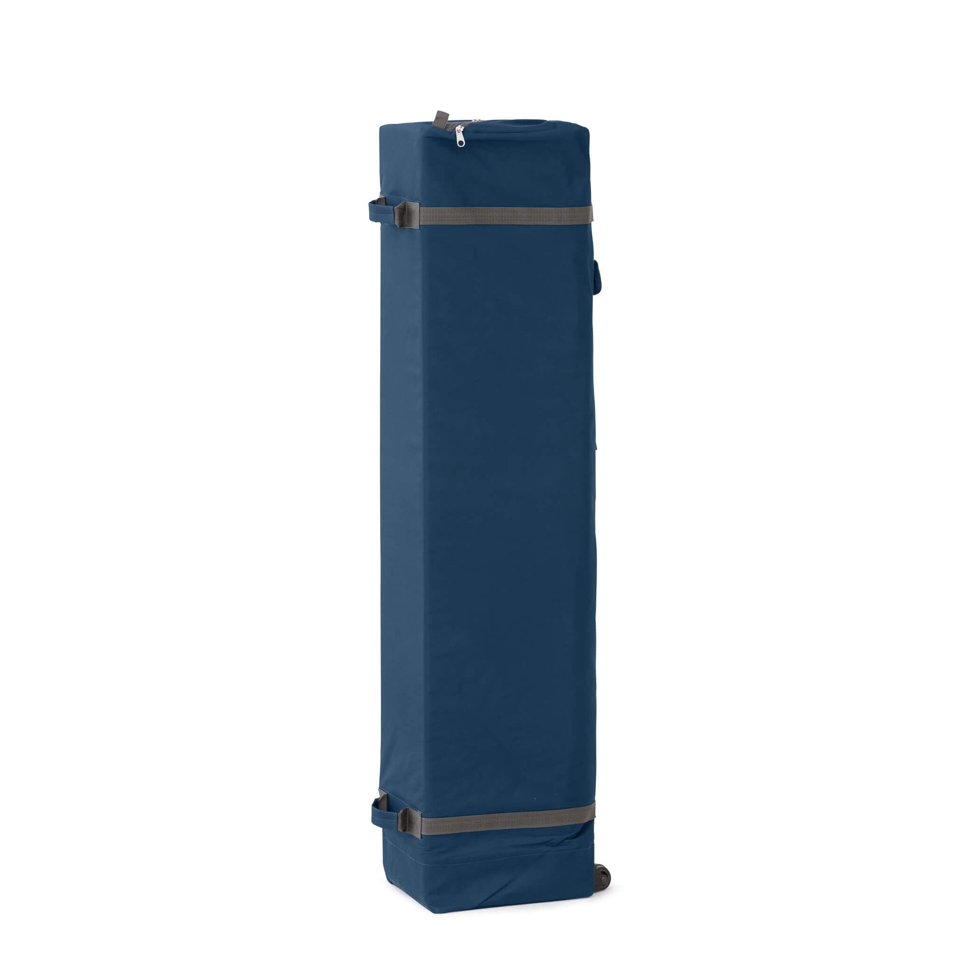 CORE 13x13 center push canopy packed in navy wheeled carry bag with straps, designed for portability and convenient transport.