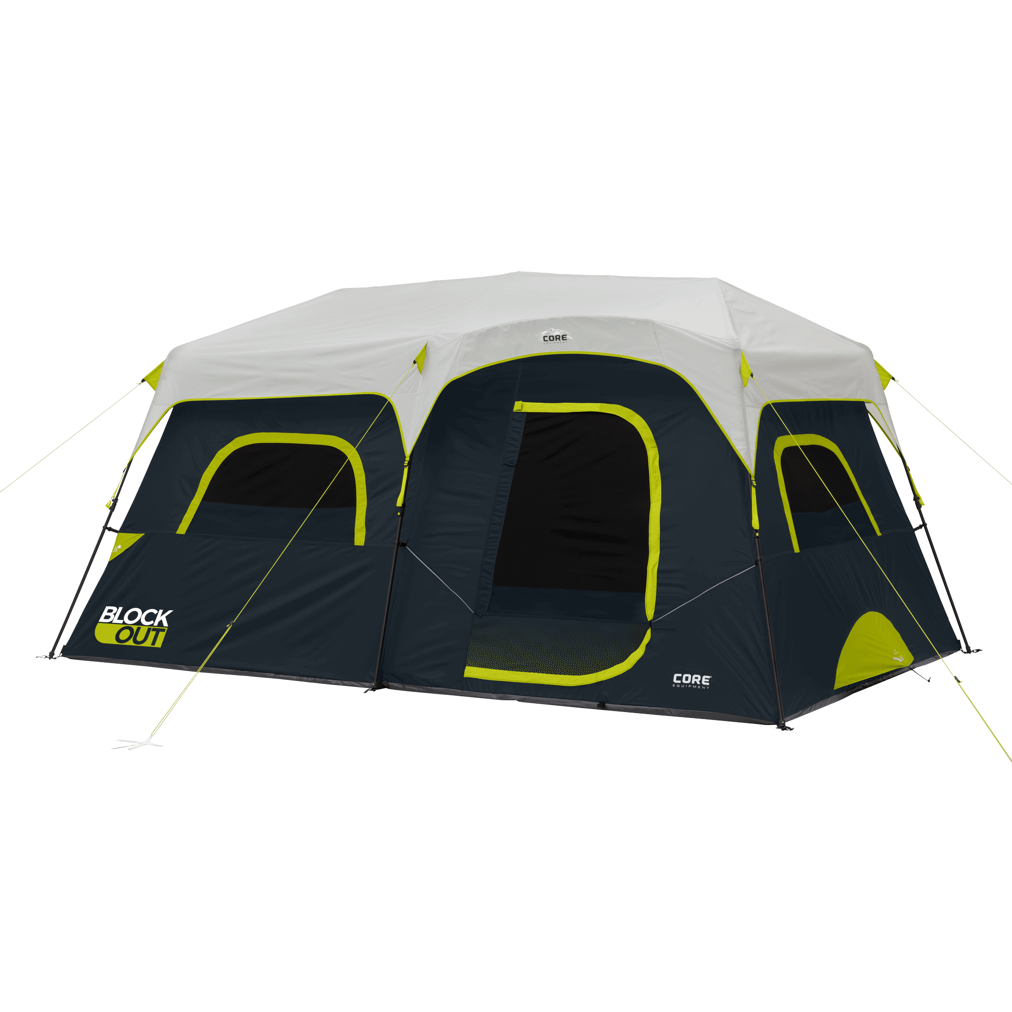 camping tent with see-through roof Core Equipment 9-Person Instant Cabin Blockout Tent