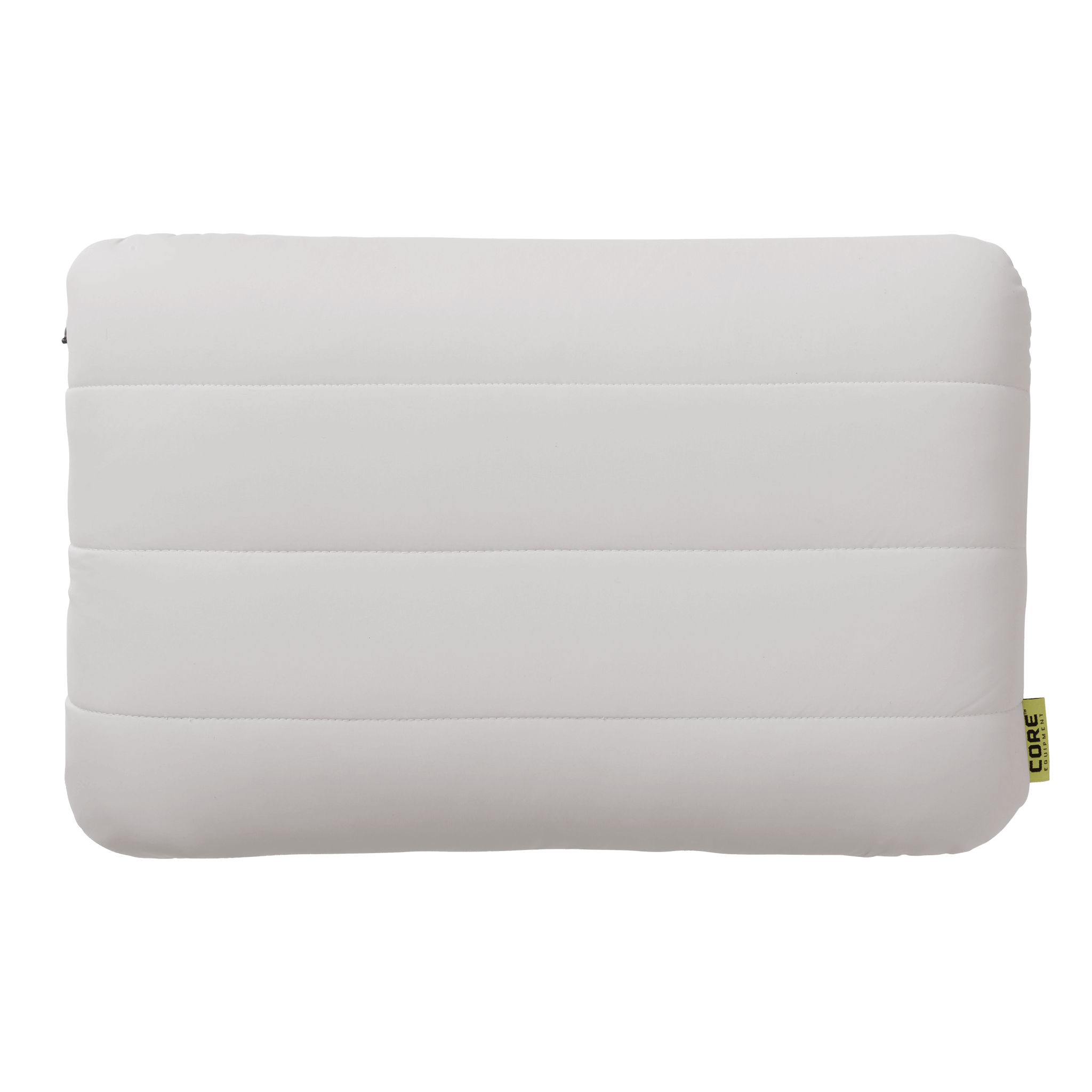 CORE hybrid travel gray inflatable pillow with horizontal padded design.