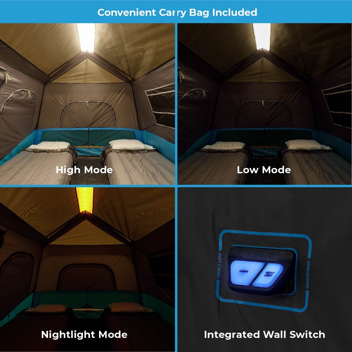 6 Person Lighted Instant Cabin Tent