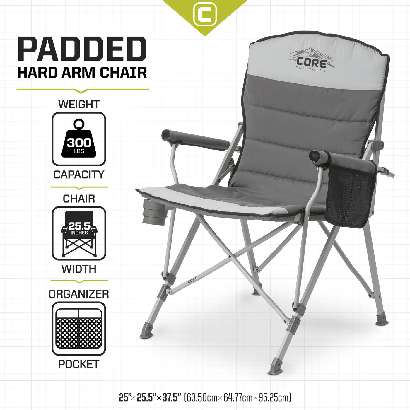 CORE Padded Hard Arm Chair specs