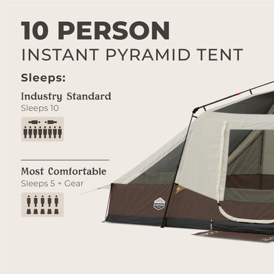 10 Person Lighted Instant Pyramid Tent 16' x 9'