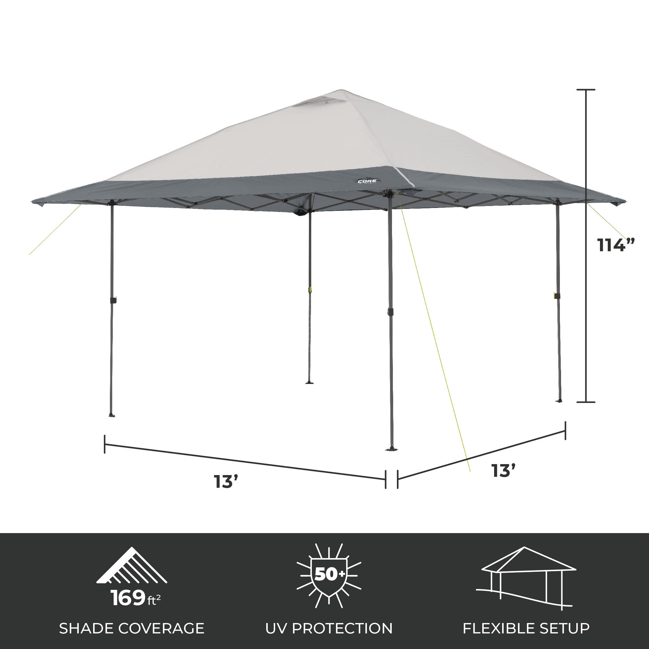 CORE Center Push アウトドアシェルター 13ft x 13ft 13' x 13' Center Push Eaved Instant Canopy – Core Equipment