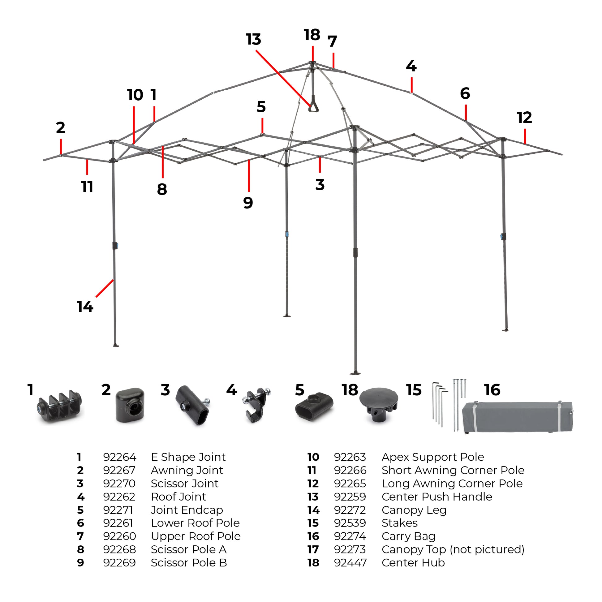 tent parts names Upper Roof Pole