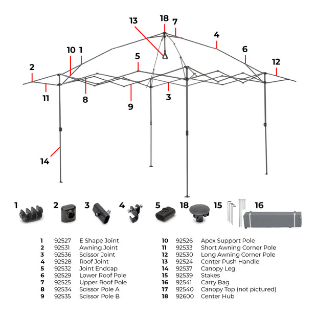 Canapy Support Canopy Leg - Part #: 92537 – Core Equipment