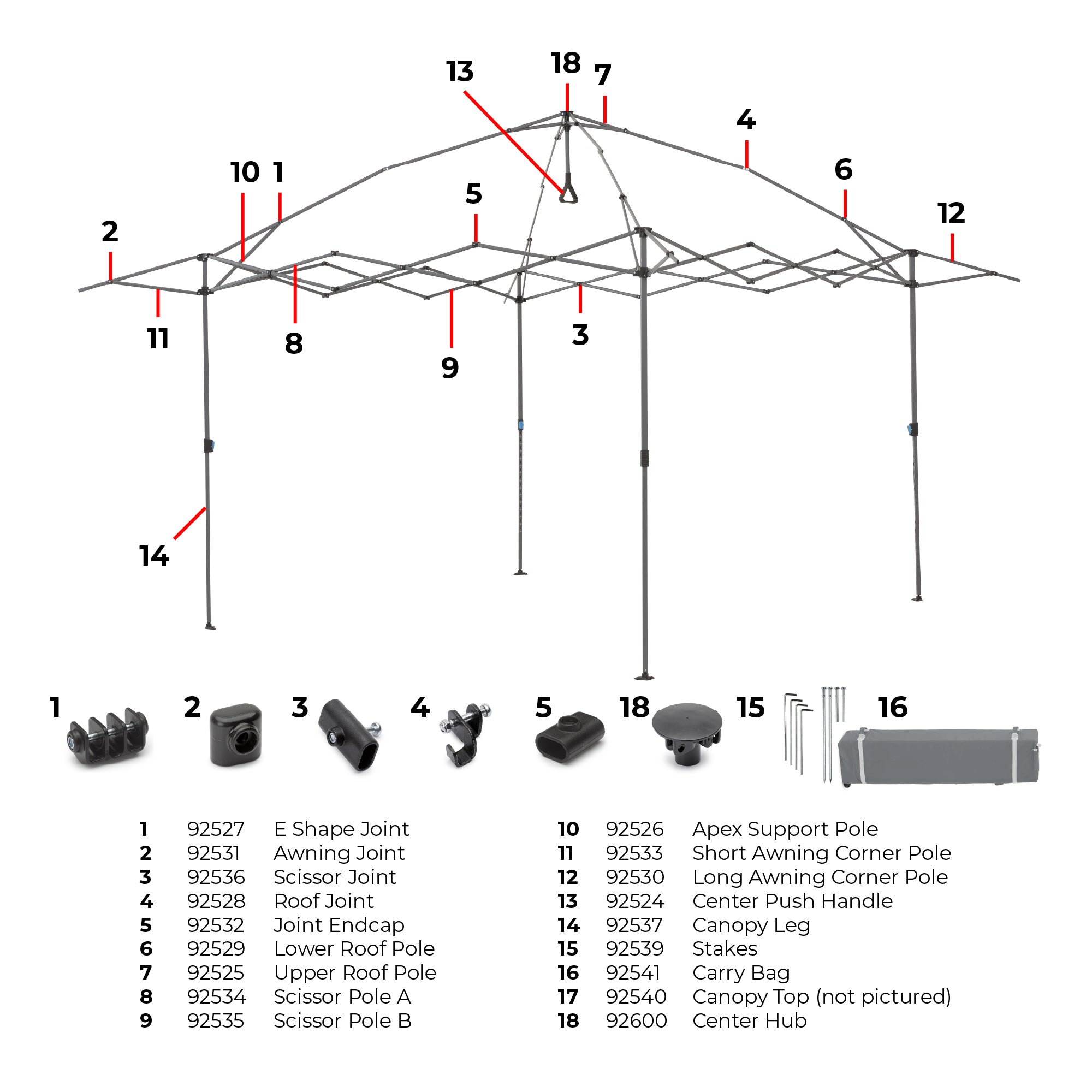 Lower Roof Pole - Part #: 92529