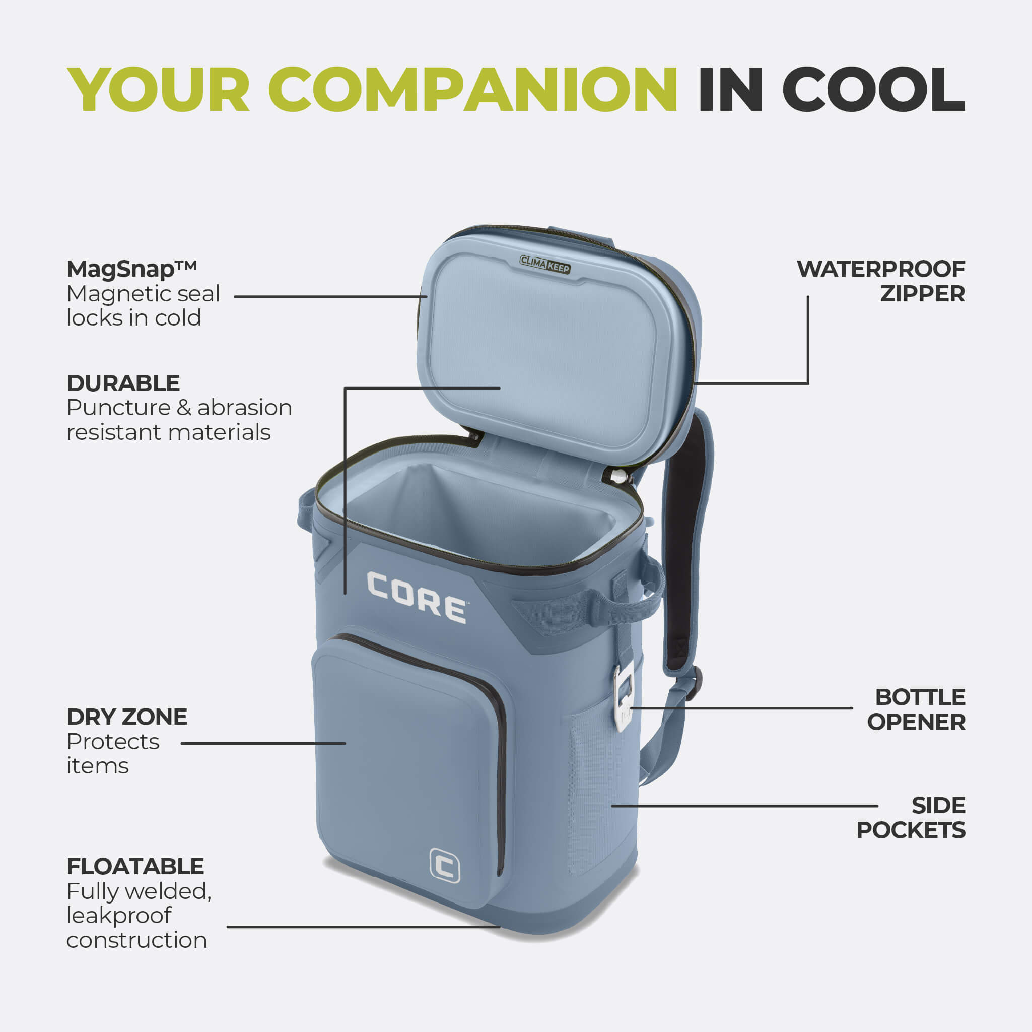 CLIMAKEEP Magnetic 24 Can Backpack Soft Cooler