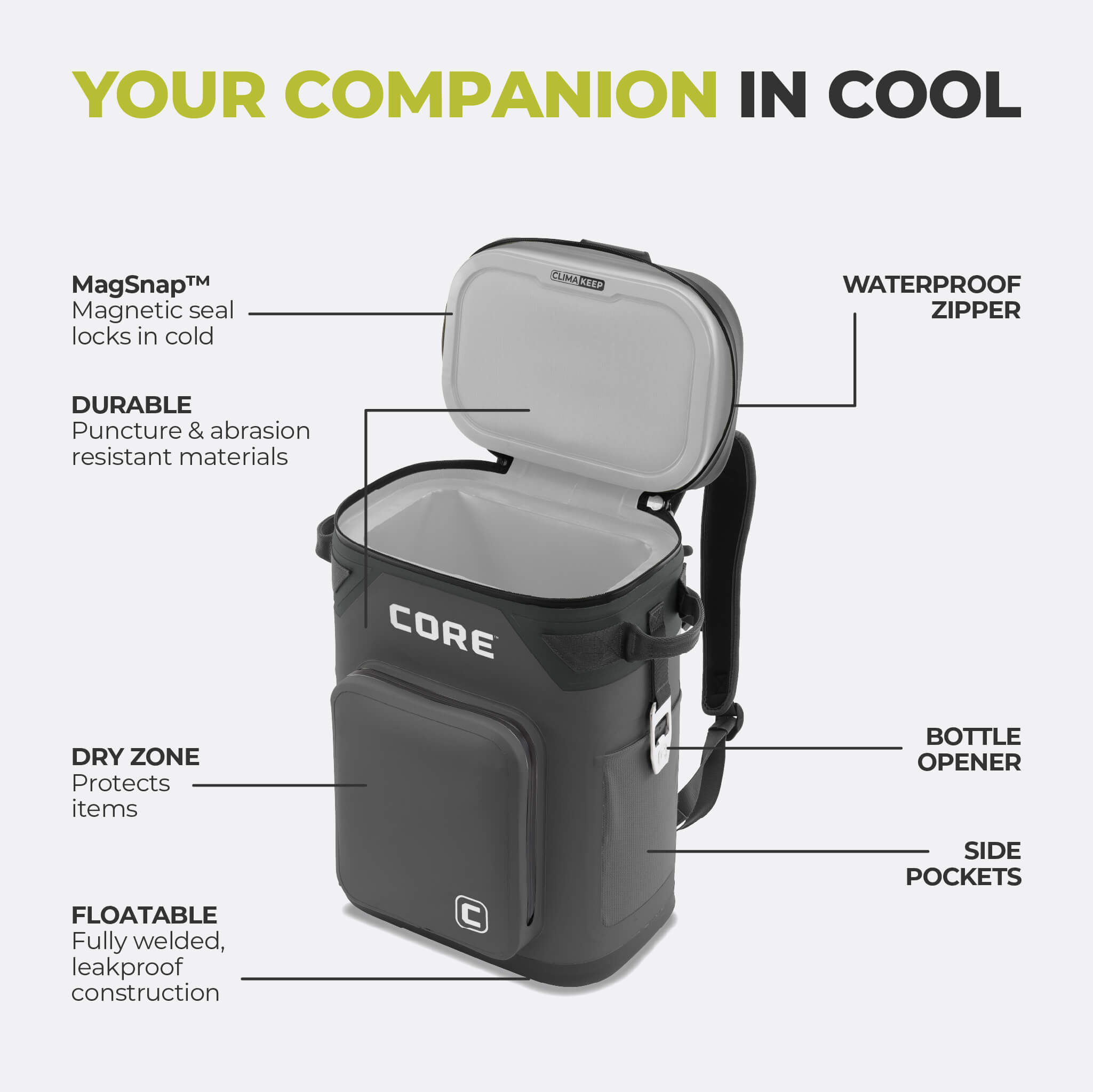 CLIMAKEEP Magnetic 24 Can Backpack Soft Cooler