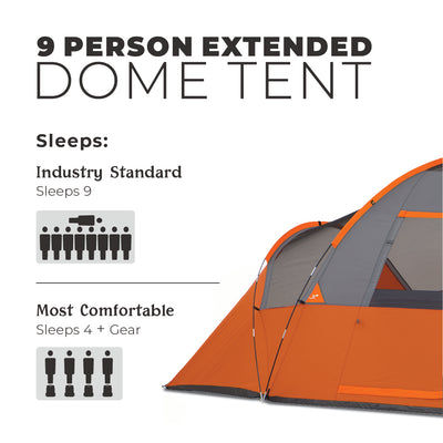 9 Person Extended Dome Tent 16' x 9'