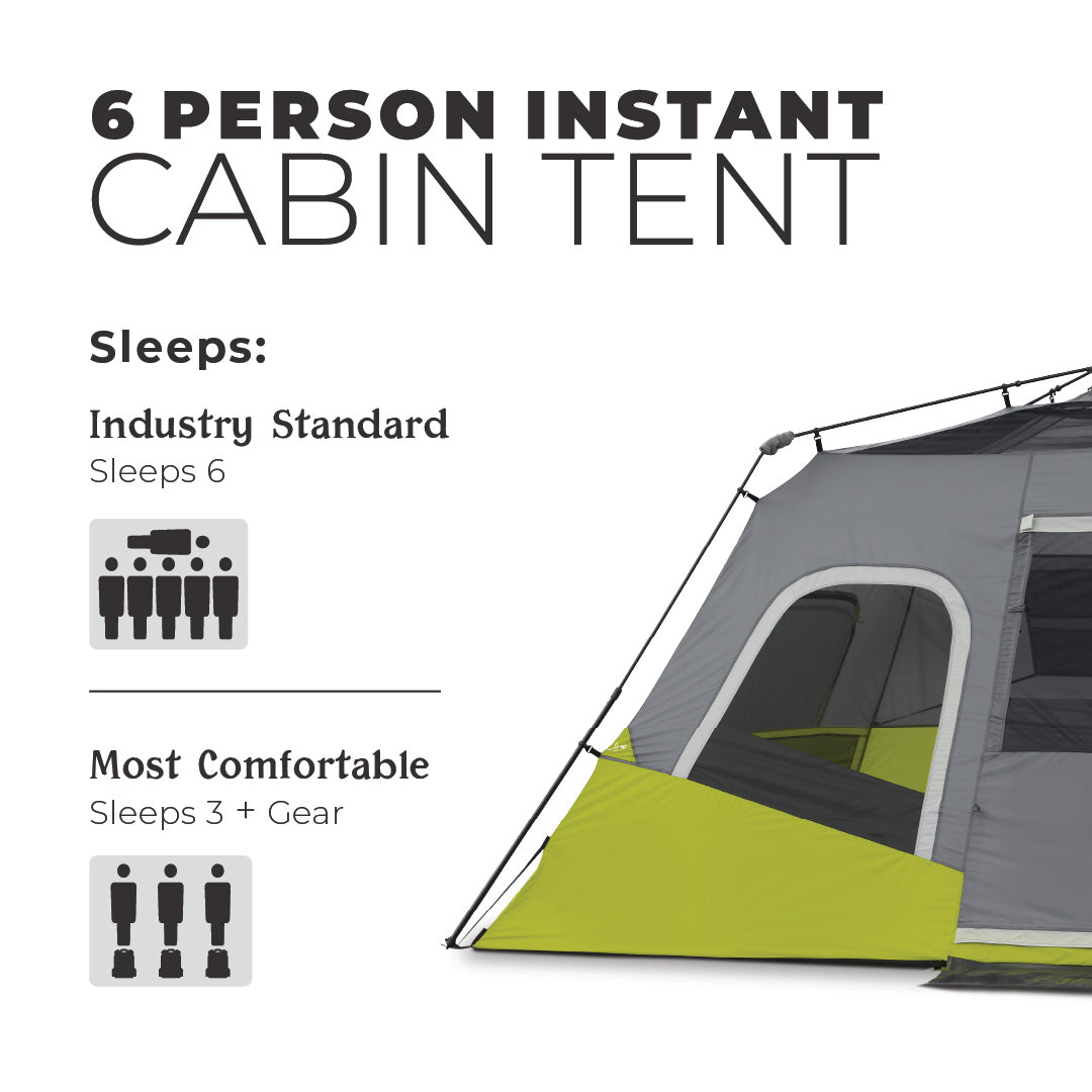 6 Person Instant Cabin Tent – Core Equipment