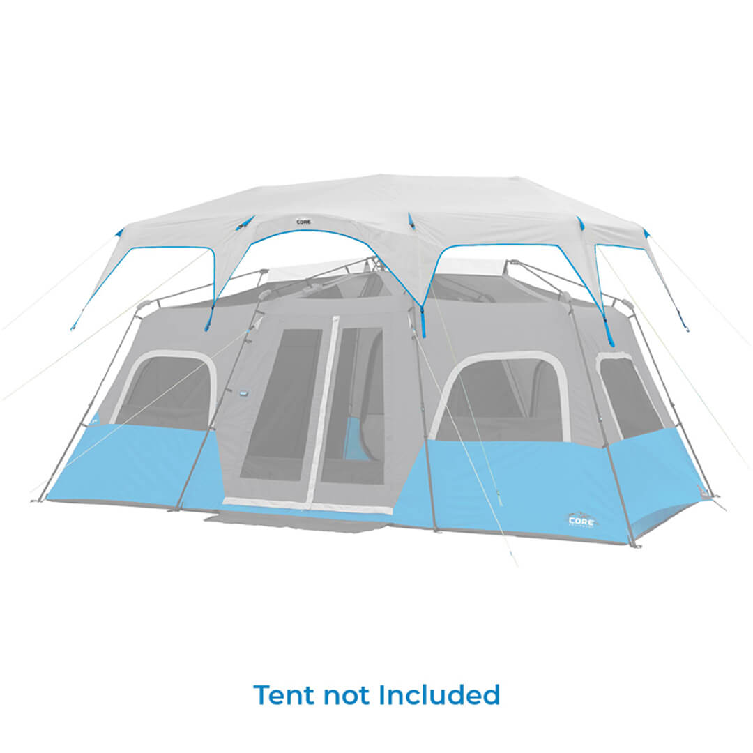 rainfly over a tent body with the text "Tent not included" 
