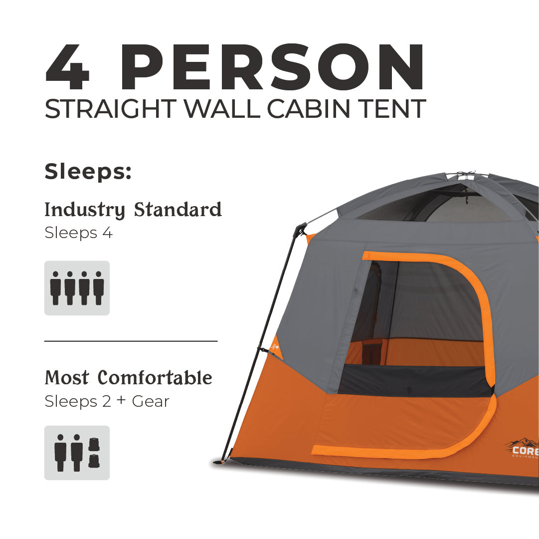 4 Person Straight Wall Cabin Tent