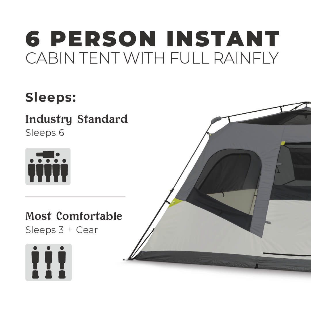 6 Person Instant Cabin Tent with Full Rainfly