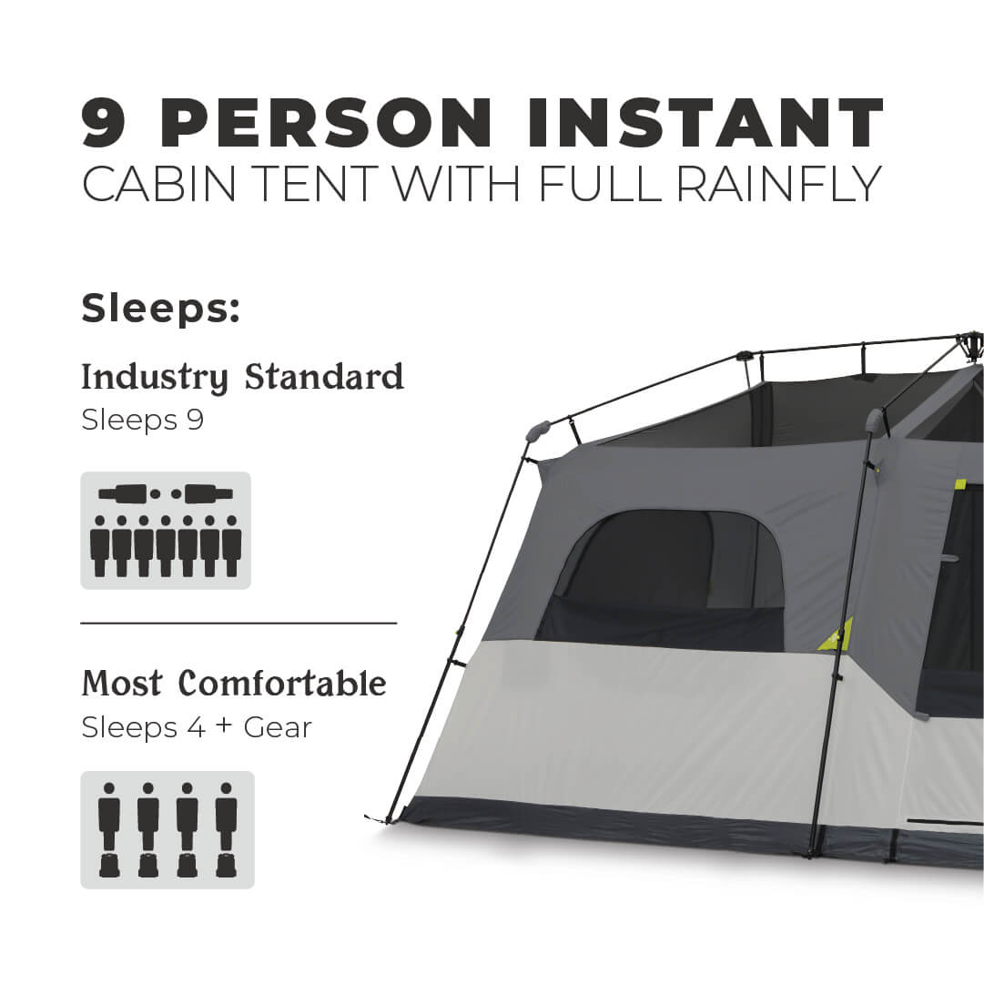 9 Person Instant Cabin Tent with Full Rainfly