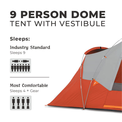 9 Person Extended Dome Plus Tent with Vestibule 16' x 9'