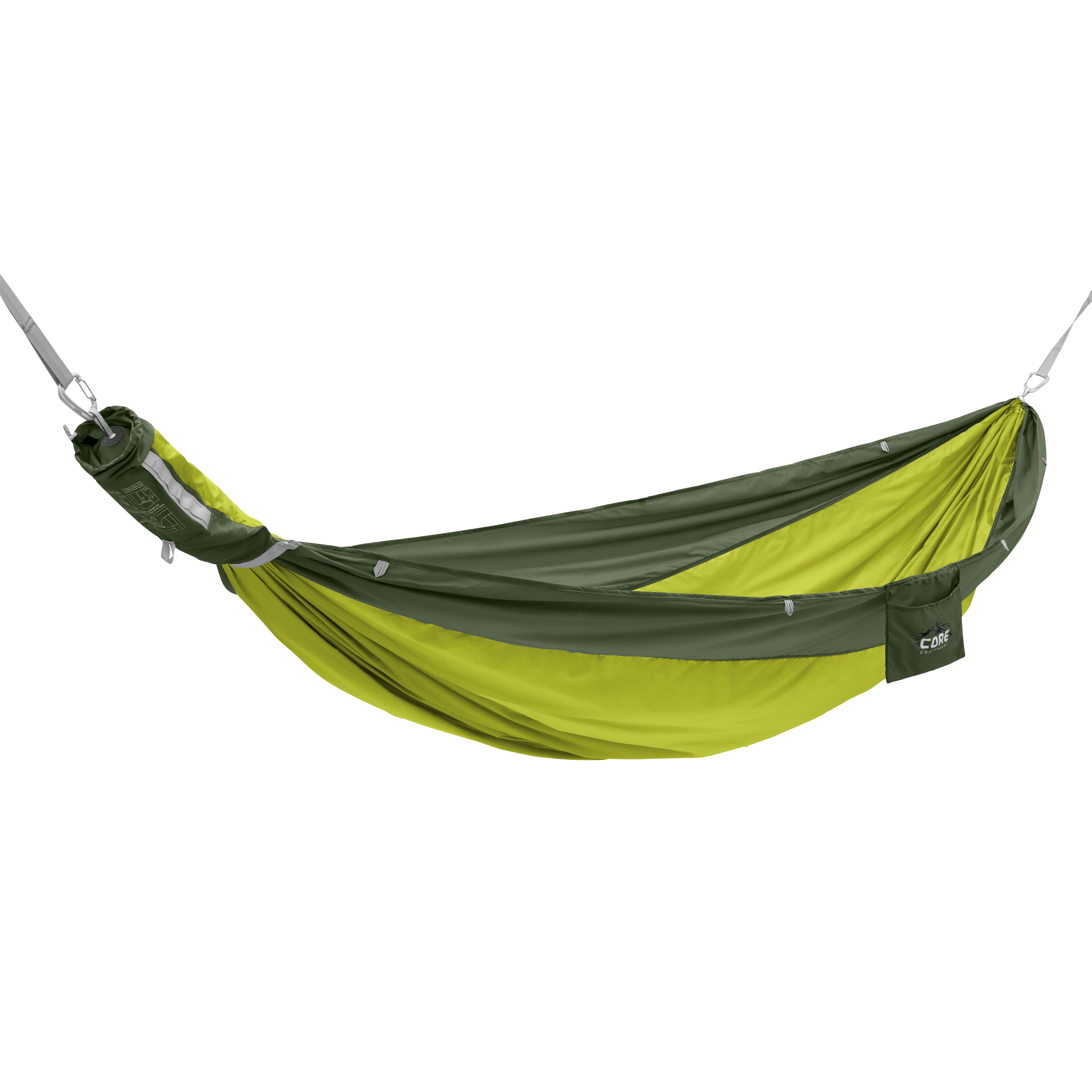 Green hammock with 'CORE' logo