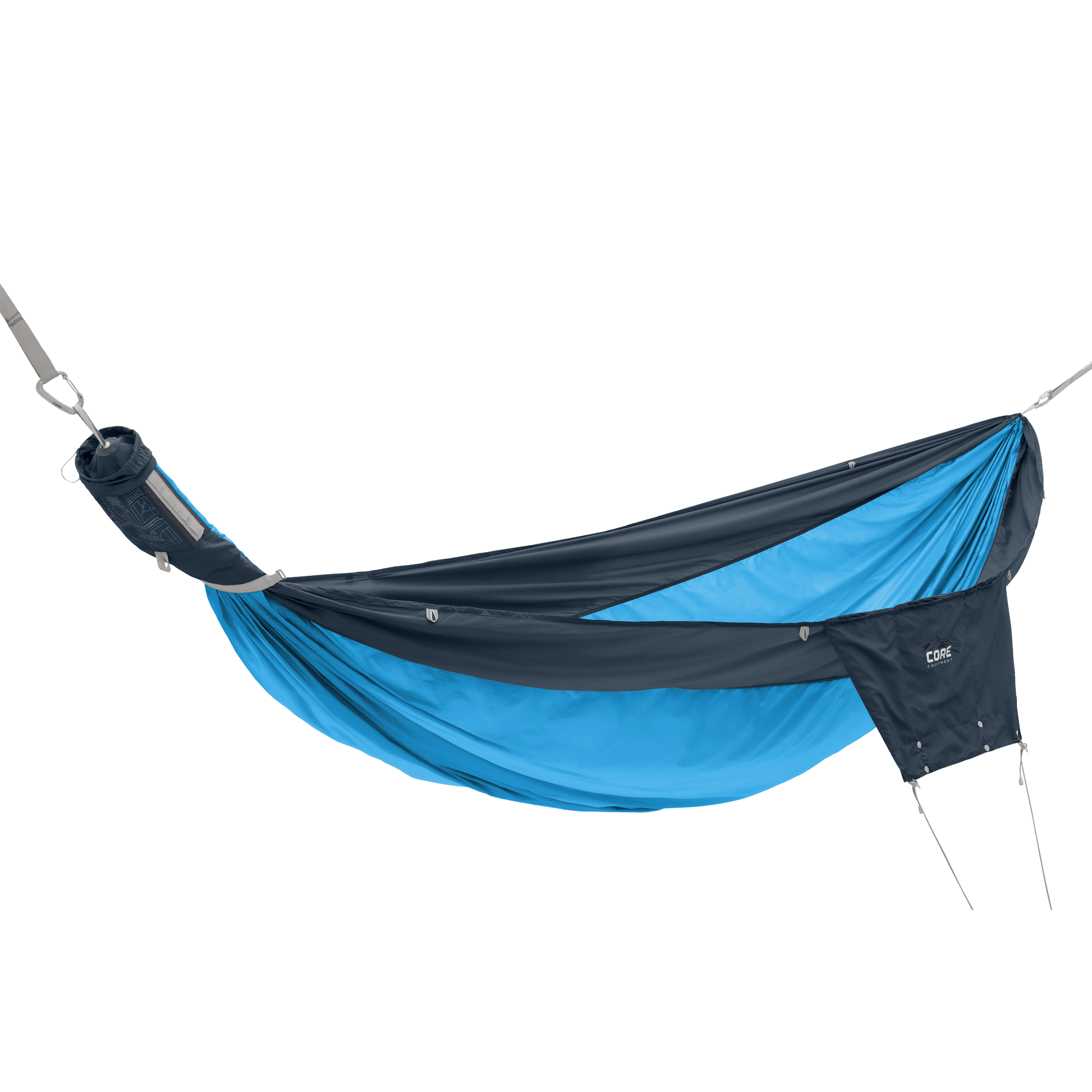 Blue hammock with 'CORE' logo