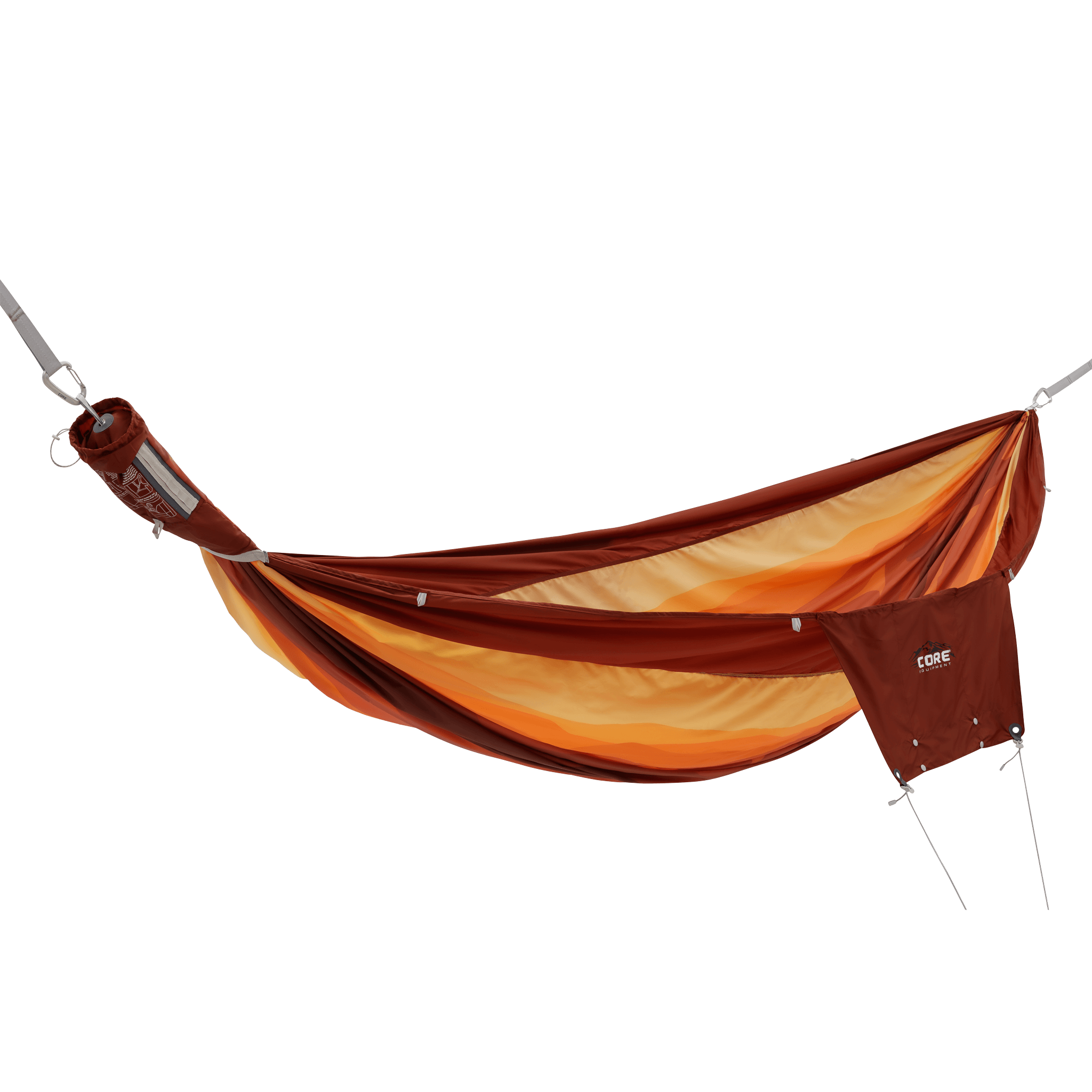 Dark red and orange hammock with 'CORE' logo