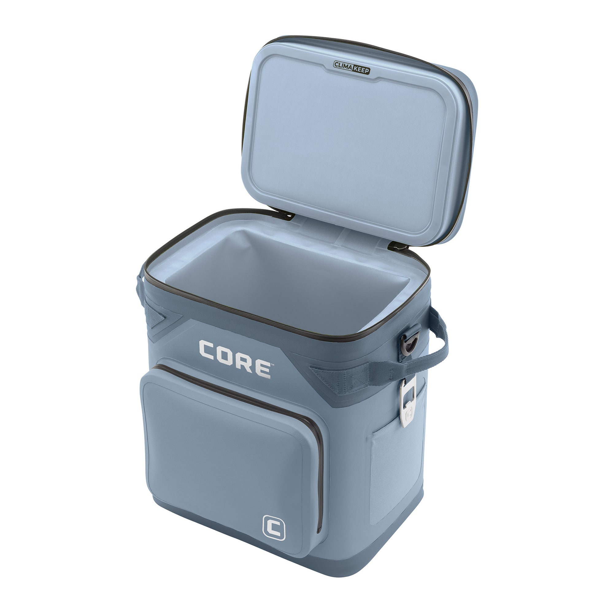 CORE 36 can soft cooler with blue exterior and interior