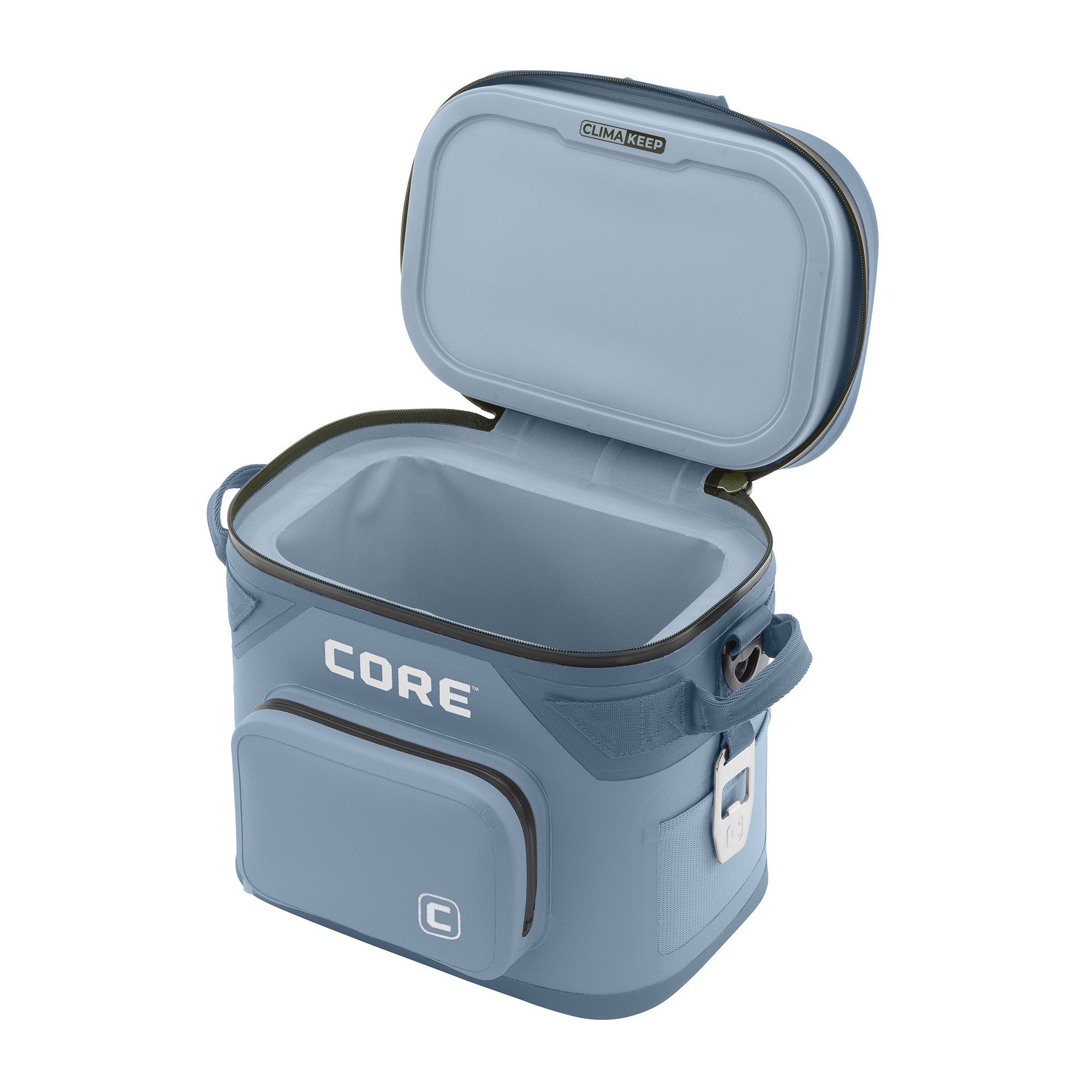 CORE 12 can soft cooler with blue exterior and interior