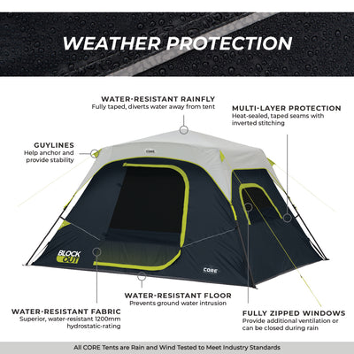 6 Person Instant Cabin Blockout Tent 11' x 9'