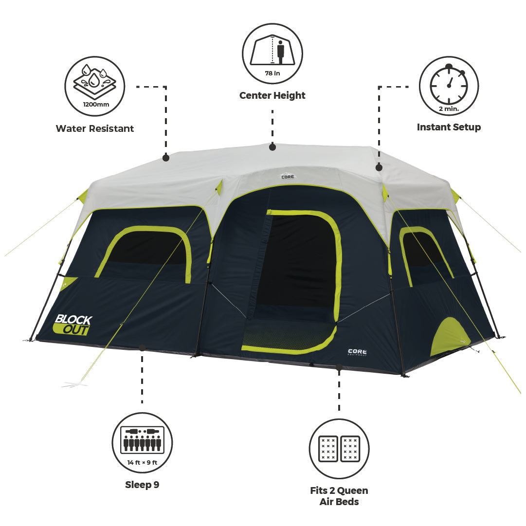 9 Person Instant Cabin Blockout Tent 14' x 9'