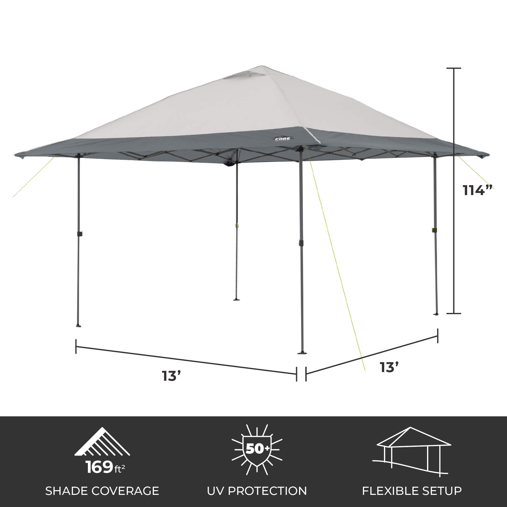 13' x 13' Center Push Eaved Instant Canopy