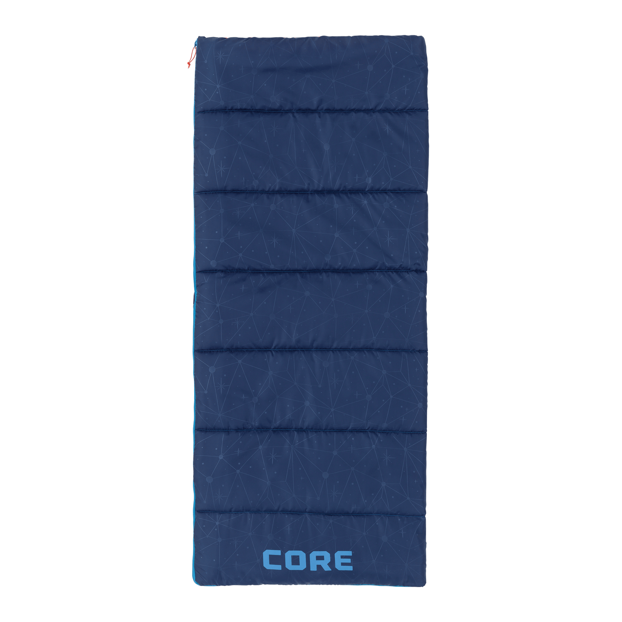 Blue youth sleeping bag with 'CORE' branding 