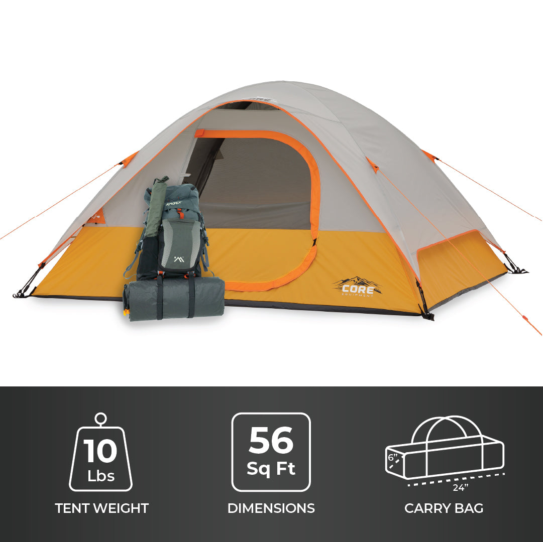 4 Person Dome Backpacking Tent 8' x 7'