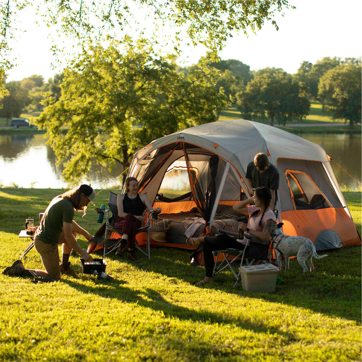 6 Person Straight Wall Cabin Tent with Screen Room