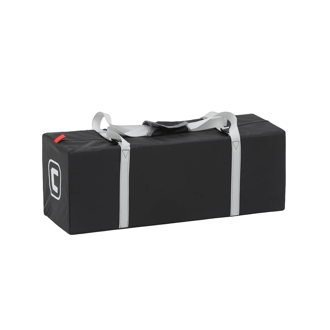 black carry bag with white straps