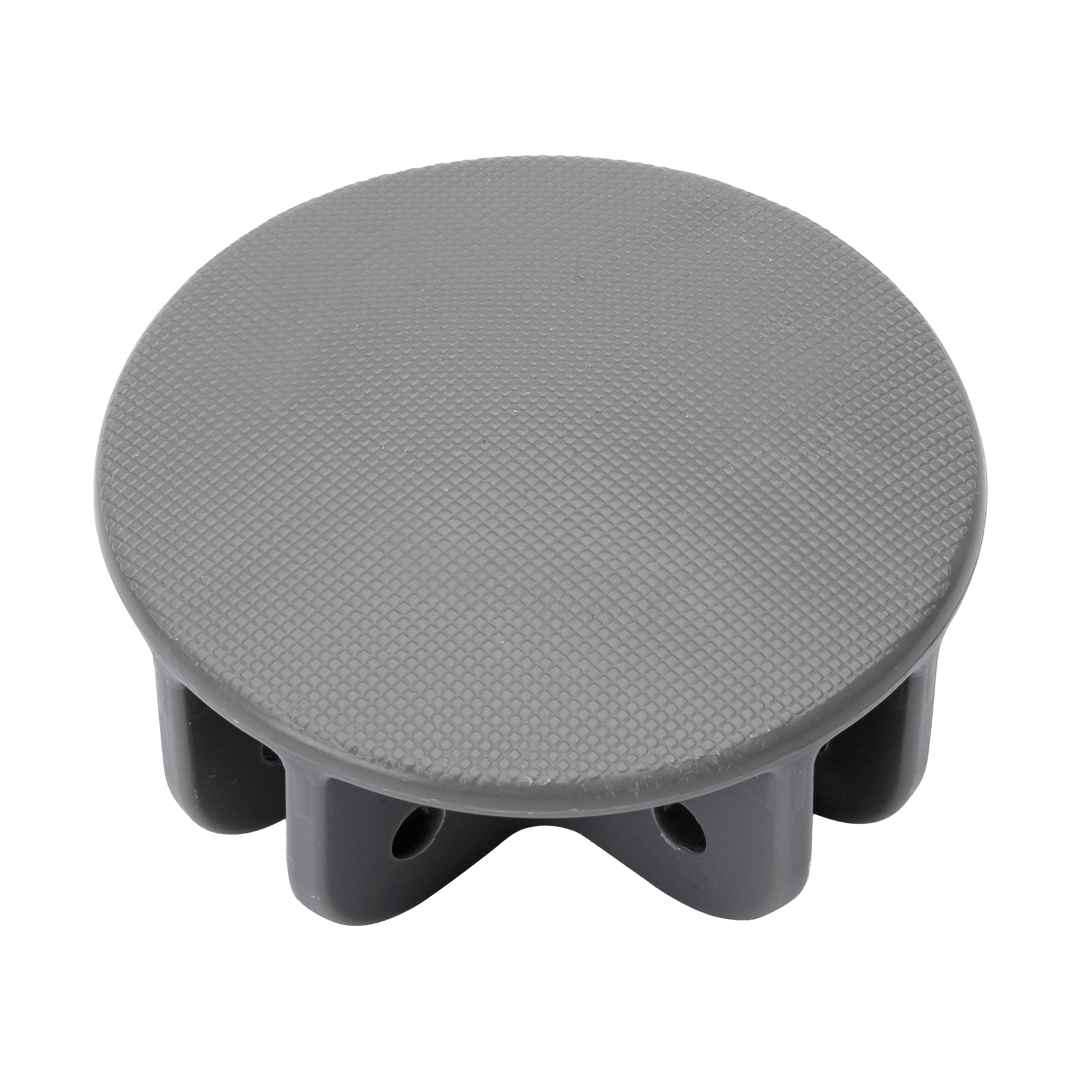 grey center hub with a flat top and 4 slots for poles 