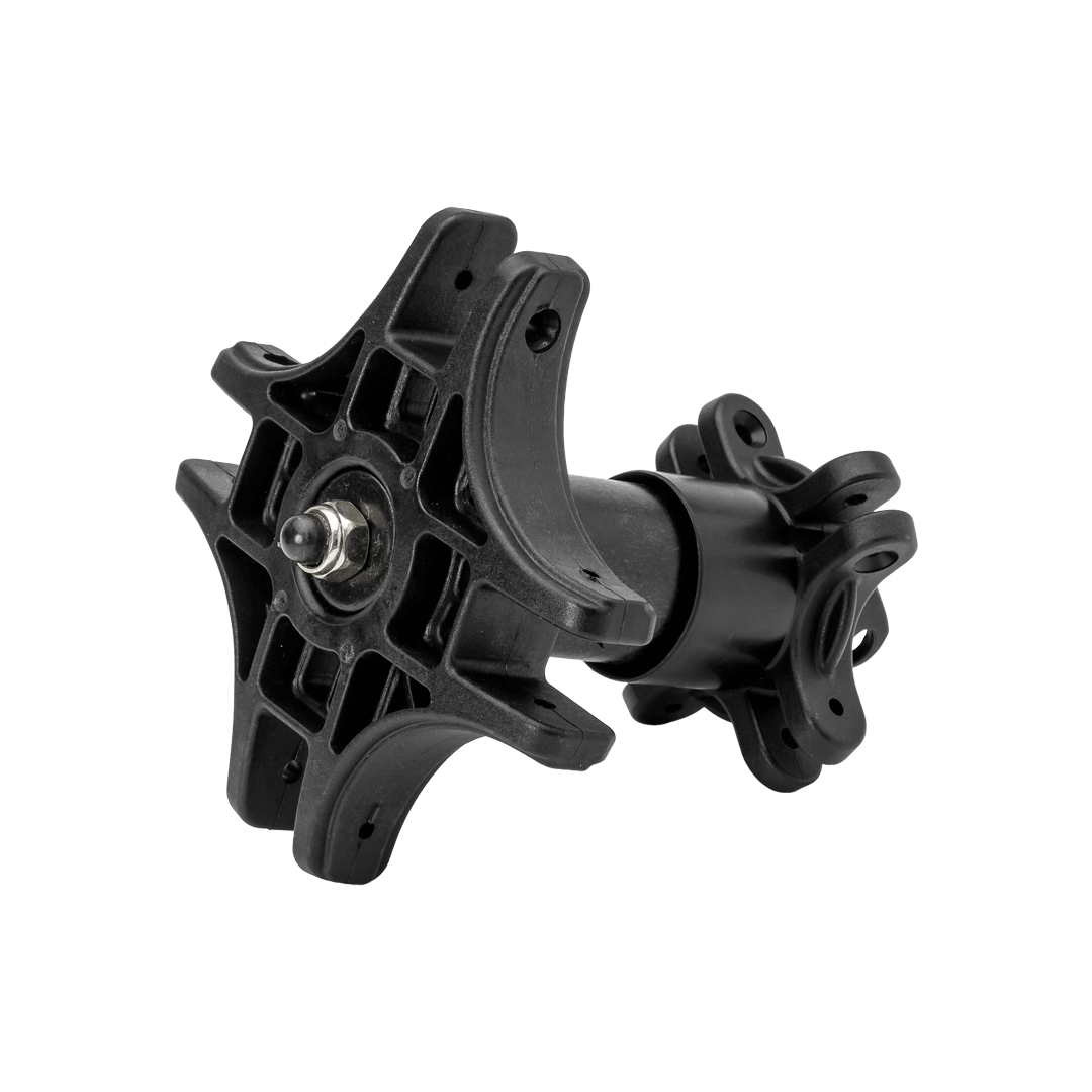 center hub with 4 connection points lying on its side. 