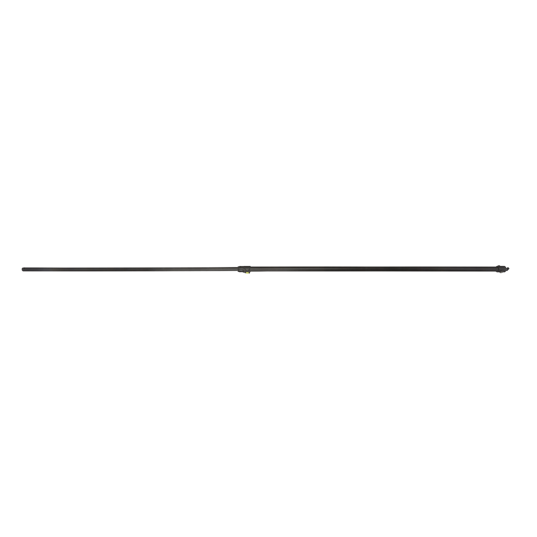 Black telescoping pole with green button fully extended