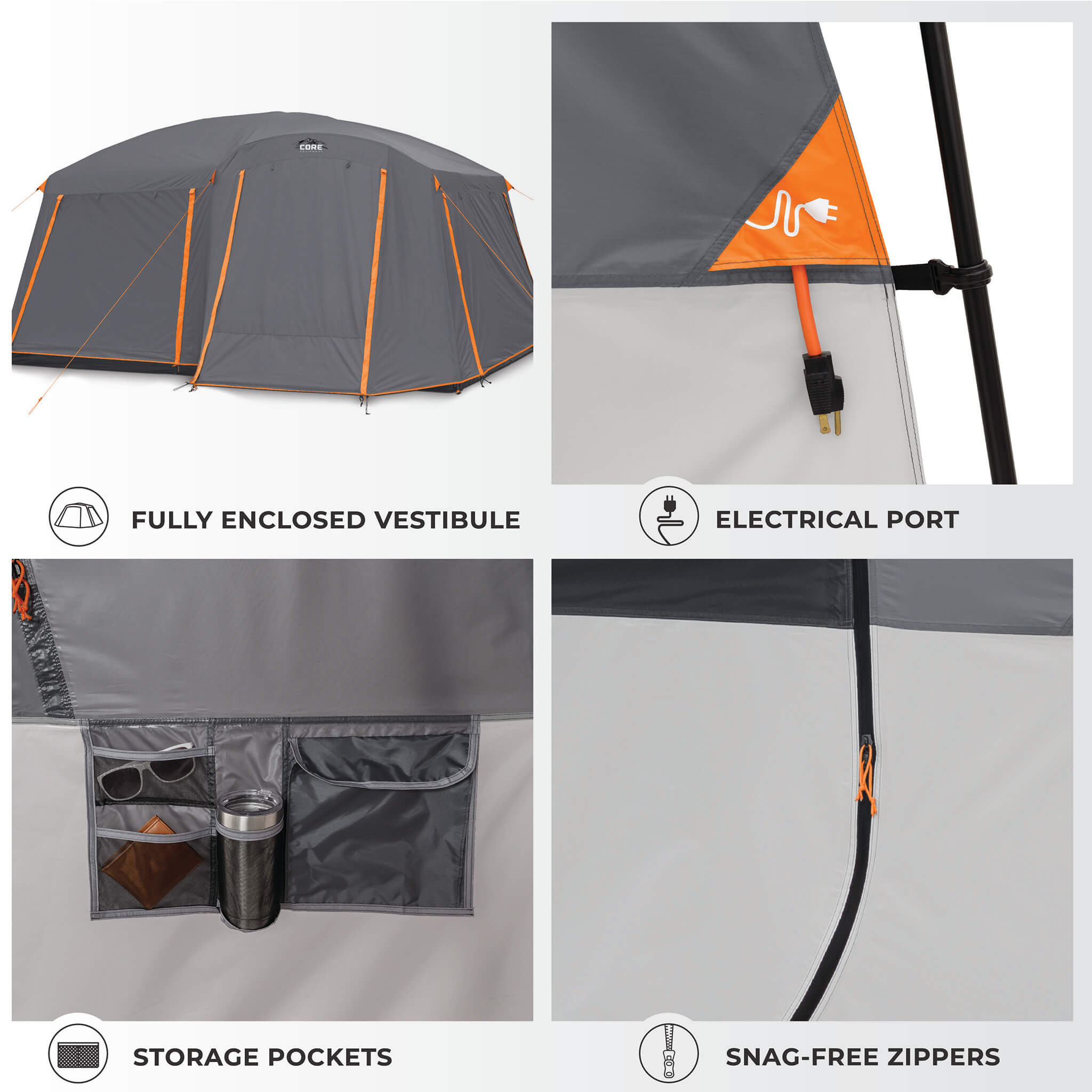 10 Person Straight Wall Cabin Tent with Full Rainfly