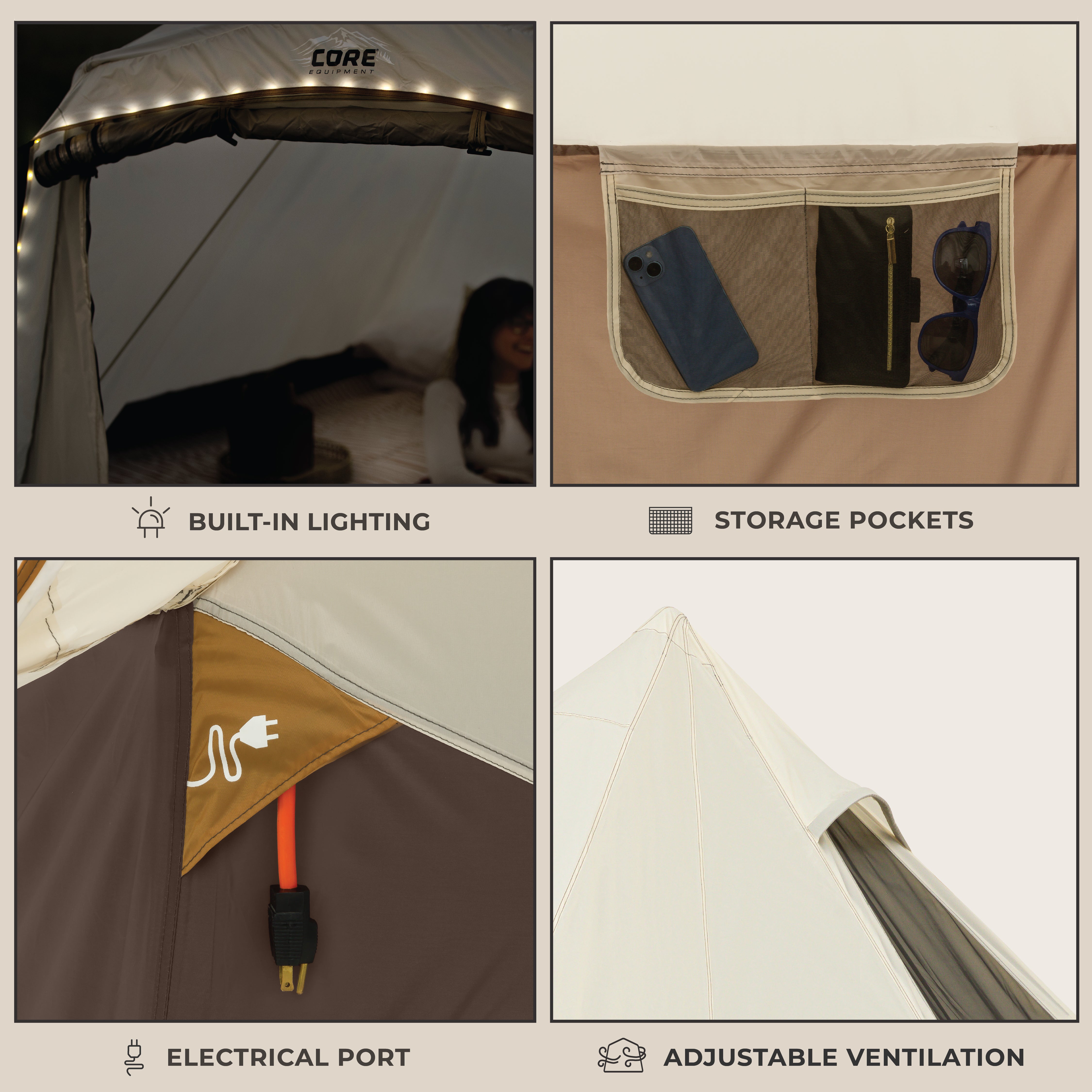 6 Person Lighted Bell Tent