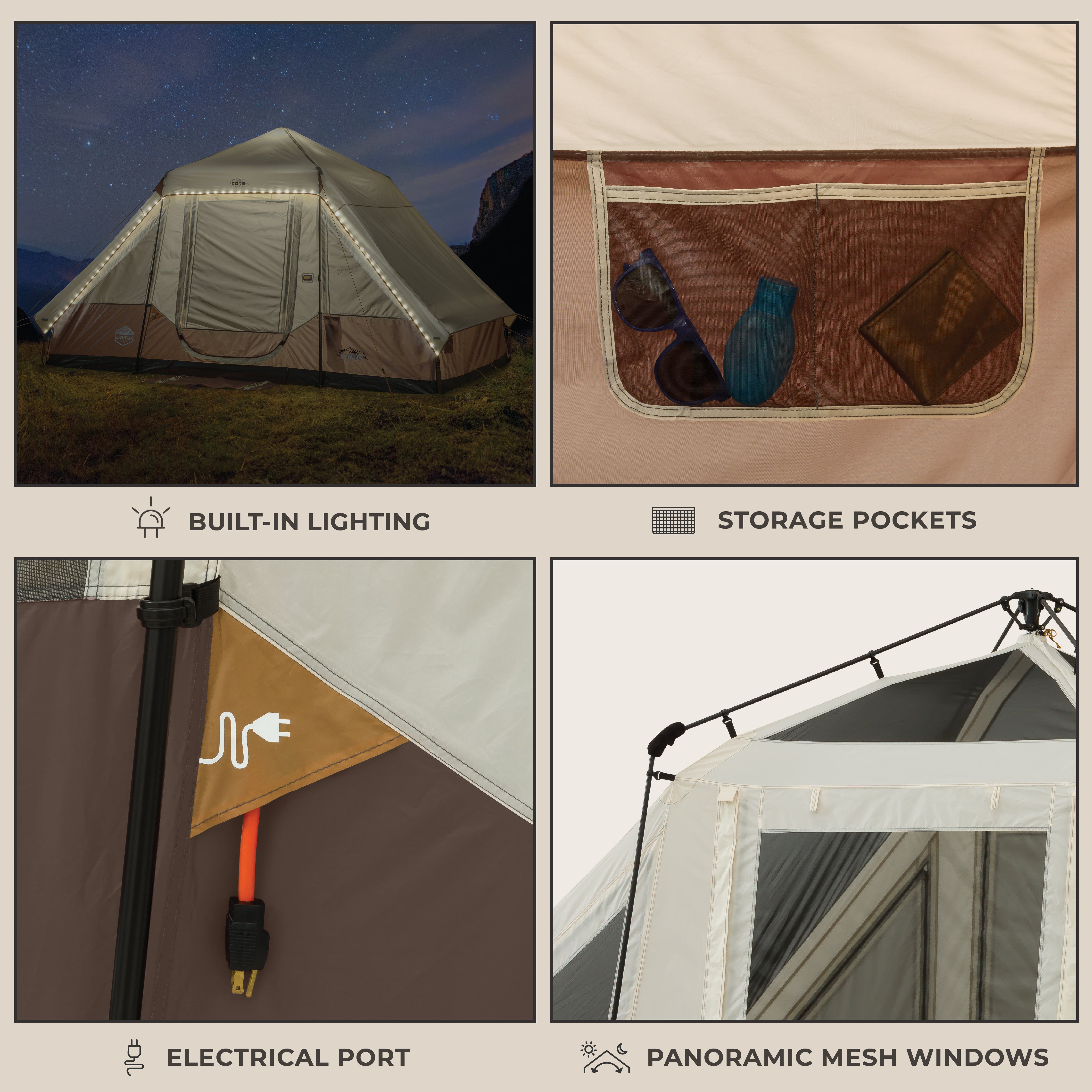 6 Person Lighted Instant Pyramid Tent