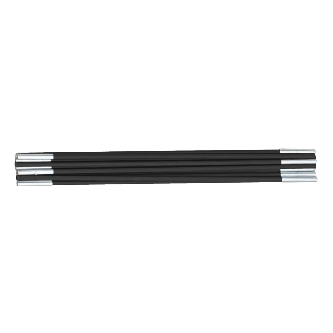 segmented black pole with silver connecters. folded together on a transparent background. 
