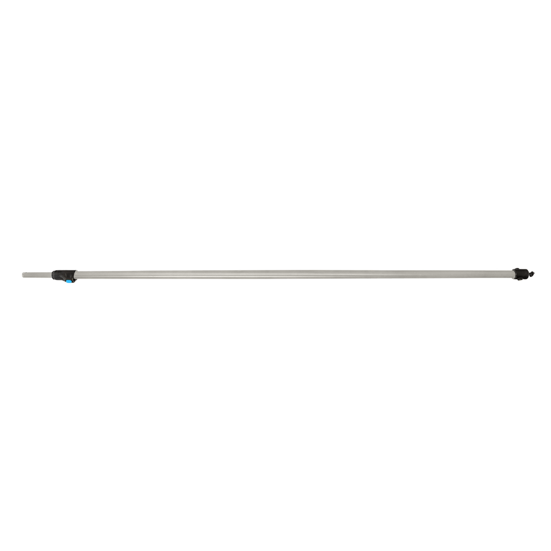 grey telescoping pole with blue button