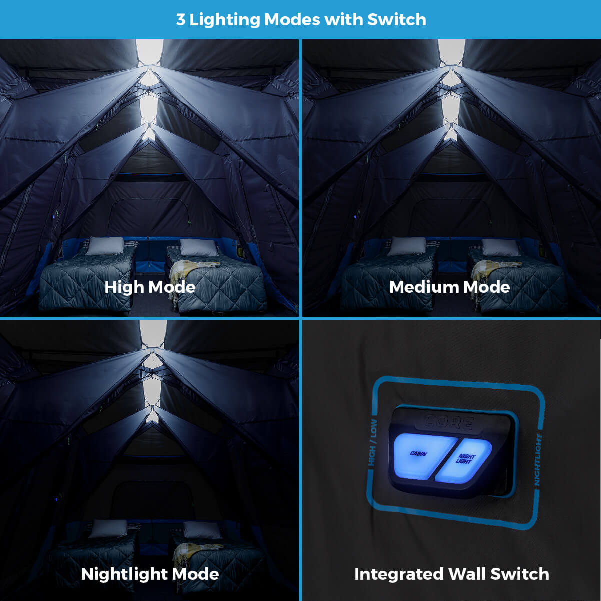 12 Person Lighted Instant Cabin Tent