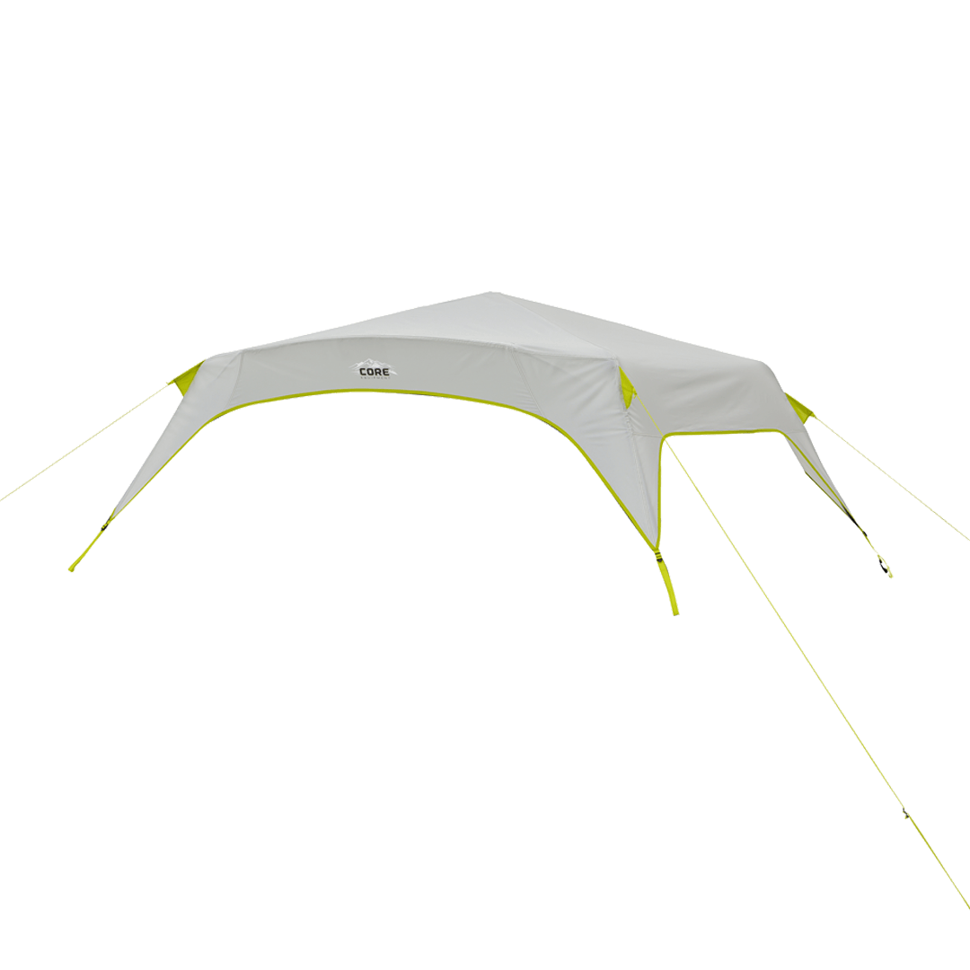 white rainfly with green trim