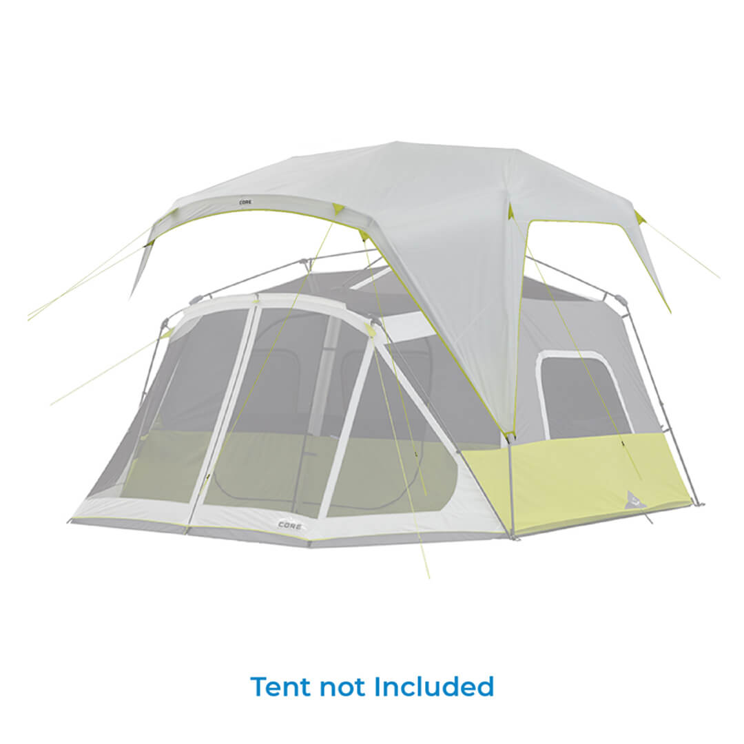 rainfly over a tent body with the text "Tent not Included"