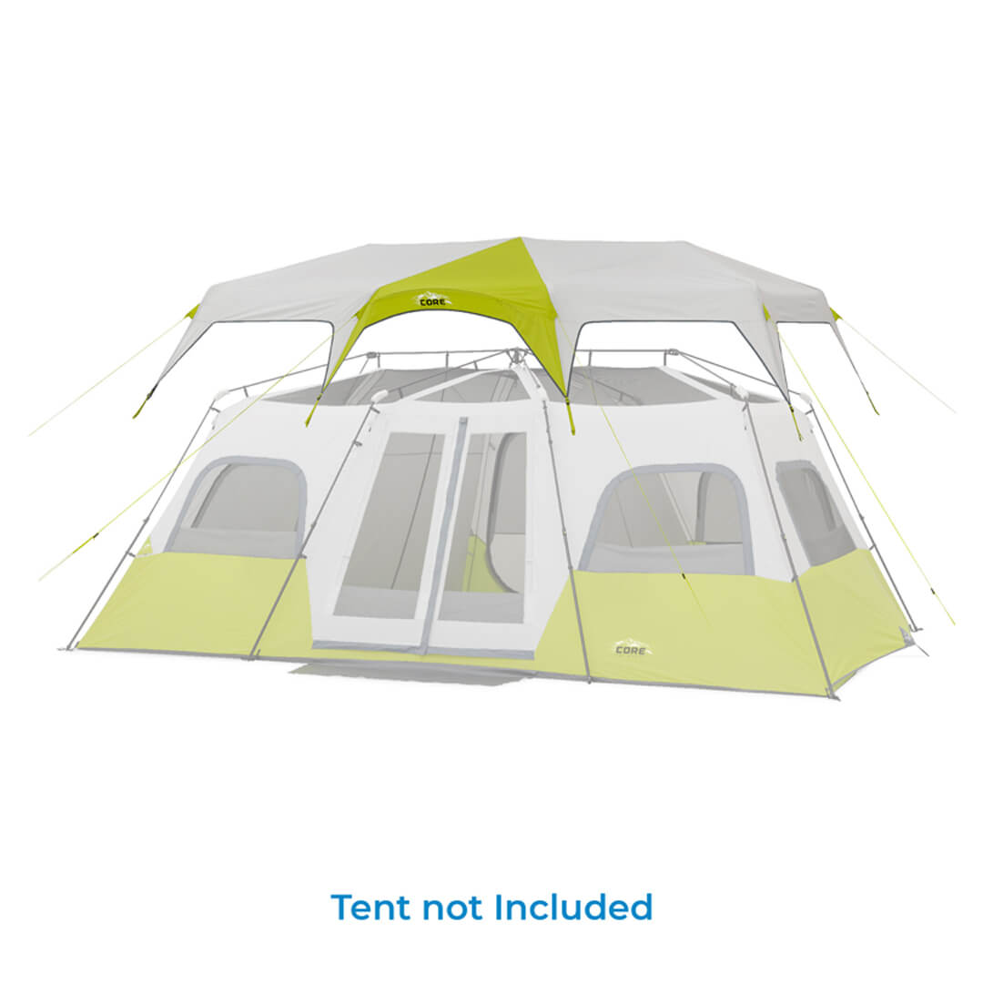 white and green rainfly over tent body with the text "tent not included" 