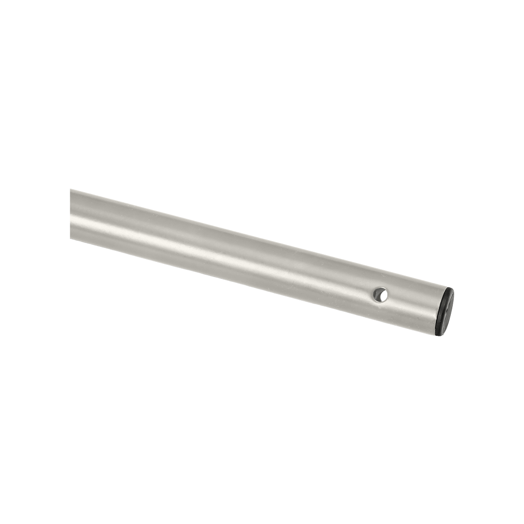 end of grey roof pole with one hole. 