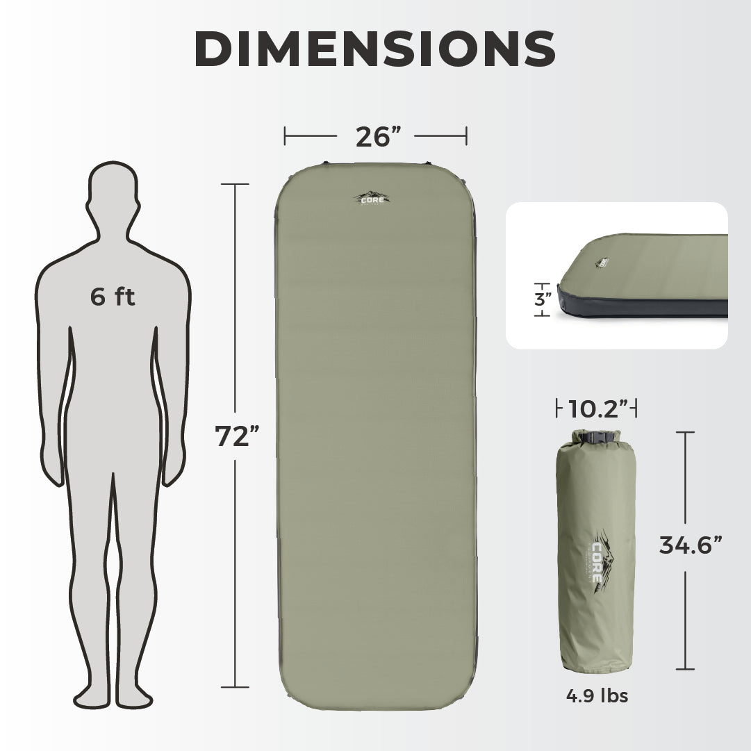Self Inflated 4 Season Regular Self Inflating Camping Bed – Core Equipment